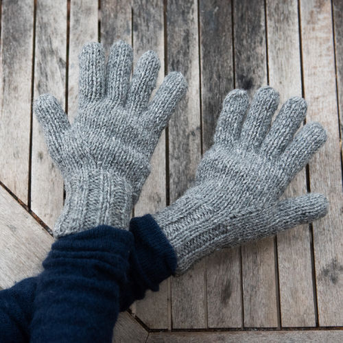 Handschuhe Wolle, Grau