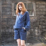 Kimono kurz Blau, aus Baumwolle, wahlweise in kombination mit Shorts