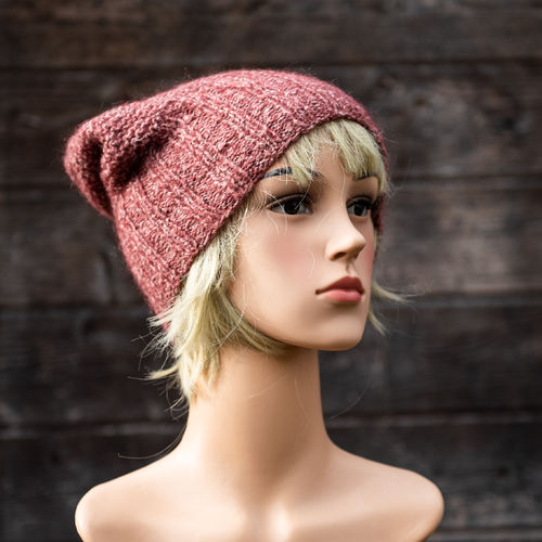 Beanie Mütze aus Wolle und Mohair, Rot